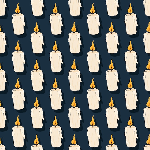 Lindo patrón sin costuras con adorable vela de fondo vectorial en estilo escandinavo