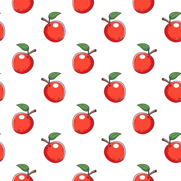 Lindo patrón sin costuras de Apple rojo en estilo doodle Vector dibujado a mano dibujos animados Apple ilustración Patrón para ropa de niños