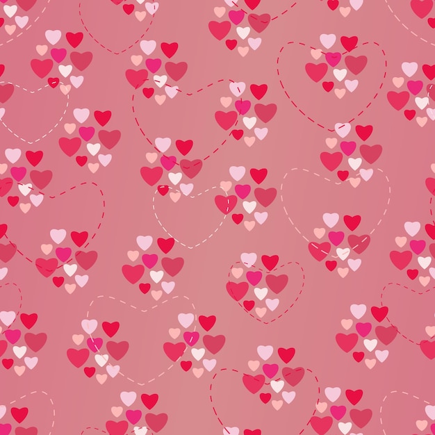Lindo patrón sin costuras de corazones dibujados a mano, hermoso fondo romántico, ideal para el día de San Valentín