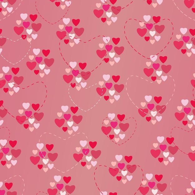 Vector lindo patrón sin costuras de corazones dibujados a mano, hermoso fondo romántico, ideal para el día de san valentín