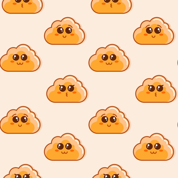 Lindo patrón sin costuras de dibujos animados con nubes divertidas. Lindo patrón de vector de bebé para cualquier uso.