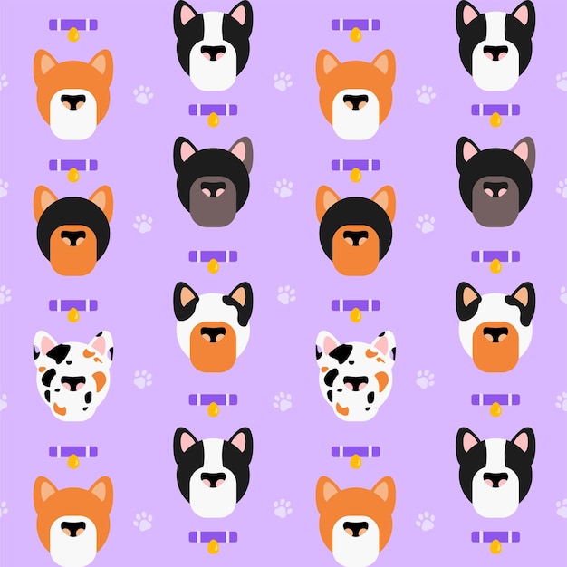 Vector lindo patrón sin costuras con dibujos de perros