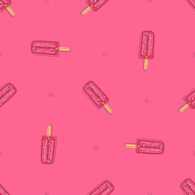 Lindo patrón sin costuras con helado de garabato rosa dibujado a mano para papel tapiz de carteles de tela Vector