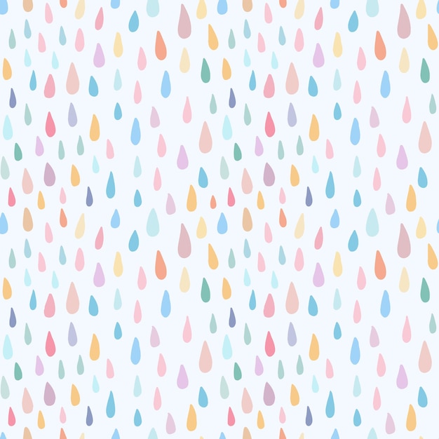 Vector lindo patrón sin costuras infantil con coloridas gotas de lluvia de acuarela fondo vectorial dulce