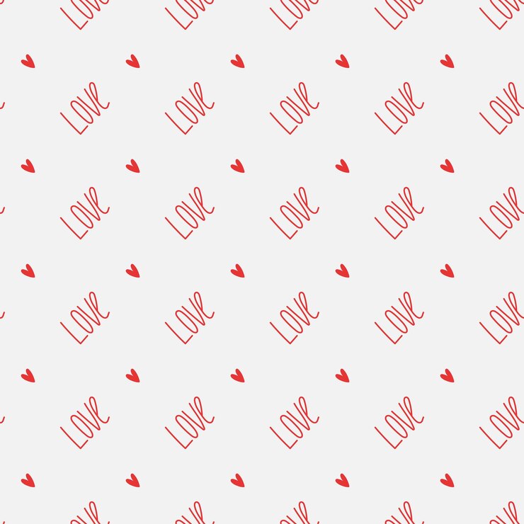 Vector lindo patrón sin costuras con letras de amor y un pequeño corazón fondo vectorial día de san valentín y amor
