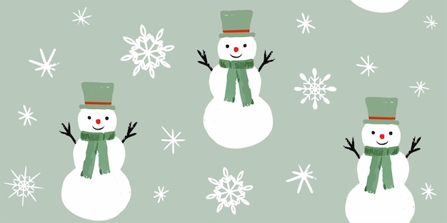 Lindo patrón sin costuras de muñecos de nieve, copos de Nieve y puntos blancos sobre un fondo azul, muy hermoso vector.