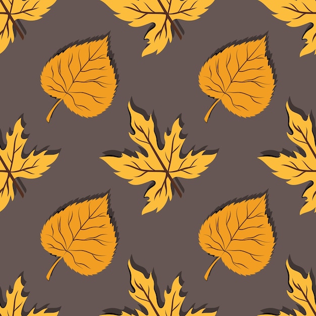 Lindo patrón sin costuras de otoño con diferentes hojas de arce y tilo Vector de fondo para el diseño