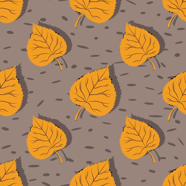 Lindo patrón sin costuras de otoño con hojas de tilo fondo vectorial para diseño de textiles o telón de fondo