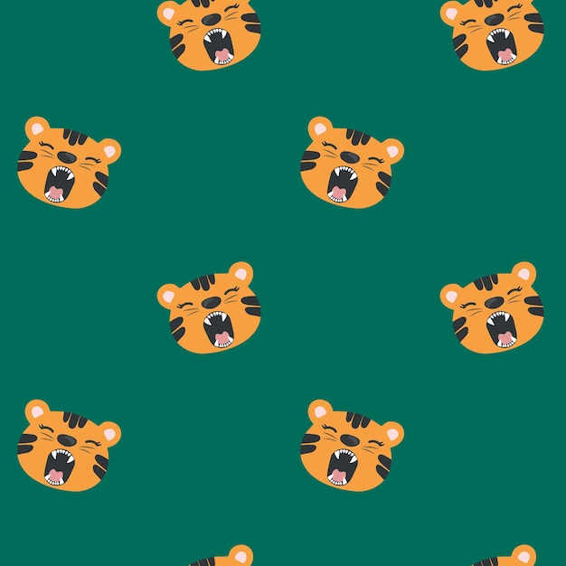 Lindo patrón sin costuras con tigre divertido Ilustración vectorial para el diseño de decoración para el fondo de la página web textil