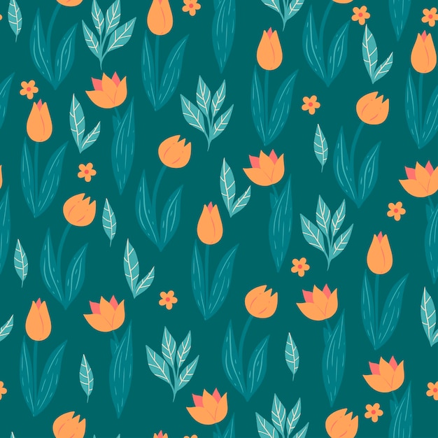 Lindo patrón sin costuras con tulipanes. Gráficos vectoriales.