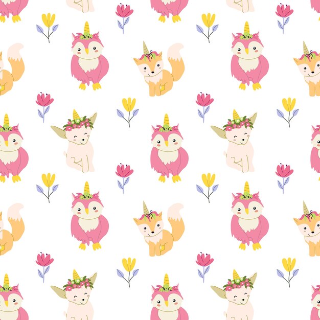 Lindo patrón sin costuras de unicornio para textil Fondo mágico infantil