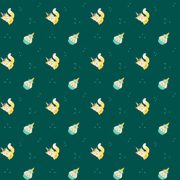 Lindo patrón sin costuras de unicornio para textil Fondo mágico infantil