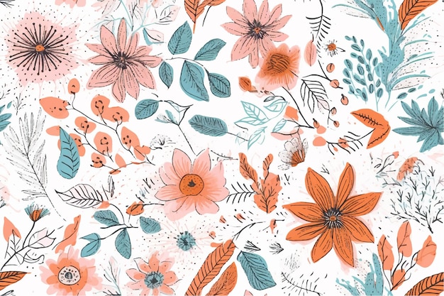 Lindo patrón floral vectorial sin costuras flores de colores de fondo textura de repetición de moda de moda