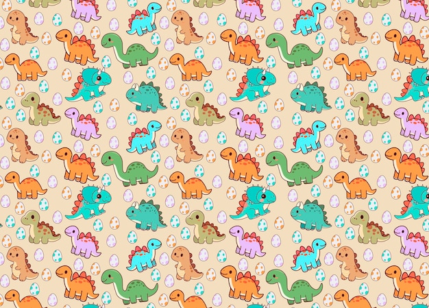Lindo patrón de ilustración de dinosaurio vectorial para fondos texturas de tela para niños