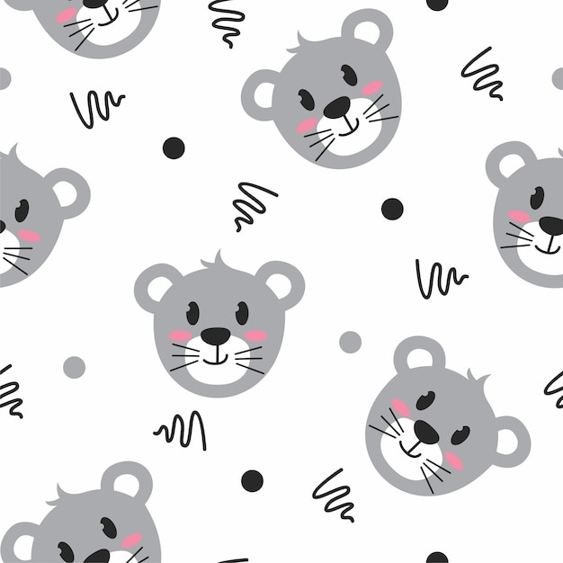 Lindo patrón de ilustración de ratón gris