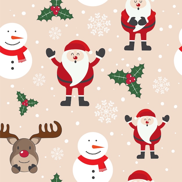 Lindo patrón inconsútil de dibujos animados de Navidad