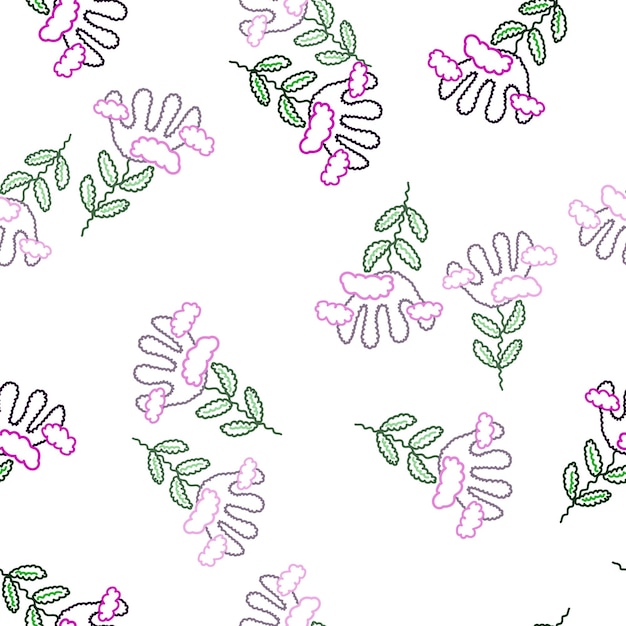 Lindo patrón inusual de flores y nubes sin costuras Flores estilizadas simples de fondo Para diseño de tela Impresión textil portada de papel de embalaje Ilustración vectorial