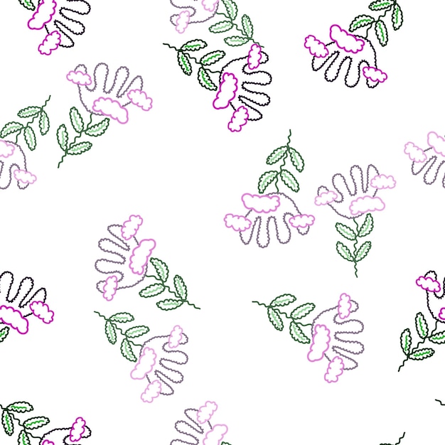 Vector lindo patrón inusual de flores y nubes sin costuras flores estilizadas simples de fondo para diseño de tela impresión textil portada de papel de embalaje ilustración vectorial