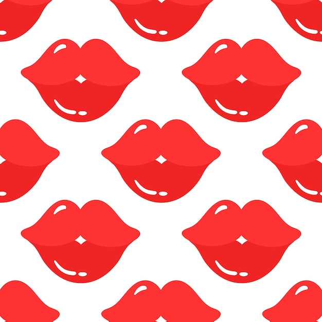 Lindo patrón de labios vectoriales. Ilustración de fideos dibujados a mano.
