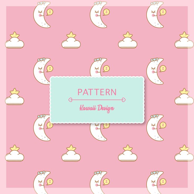 Lindo patrón de nubes y estrellas de luna kawaii