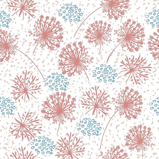 Lindo patrón de papel tapiz rústico simple con trazos, manchas y flores