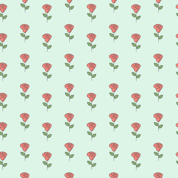 Lindo patrón simple sin costuras con rosas de línea