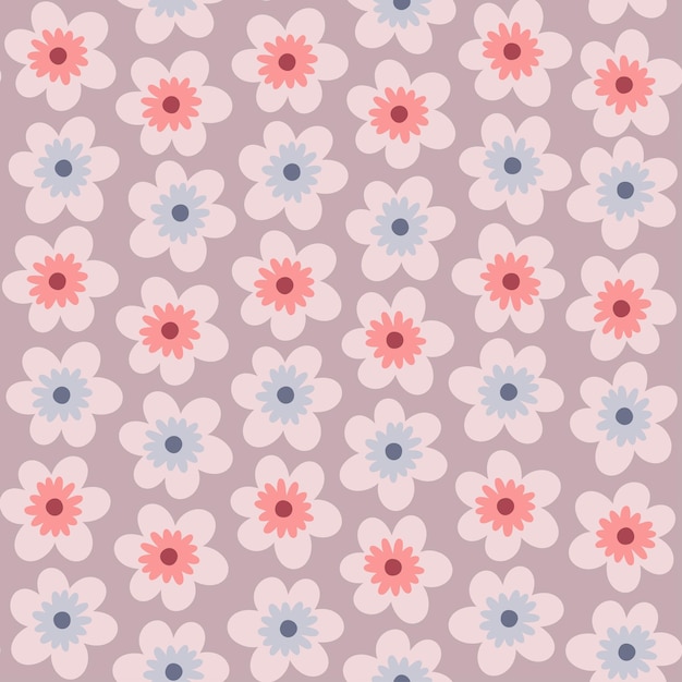 Lindo patrón transparente de vector con flores rosas y colores pastel