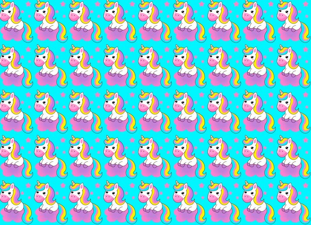 Lindo patrón de unicornio para impresiones y fondos para niños y adolescentes