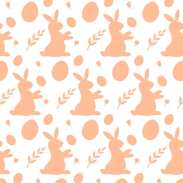 Vector lindo patrón vectorial con conejo de pascua y huevos de color pico en fondo blanco