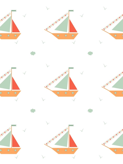 lindo patrón vectorial con un pequeño barco para niños