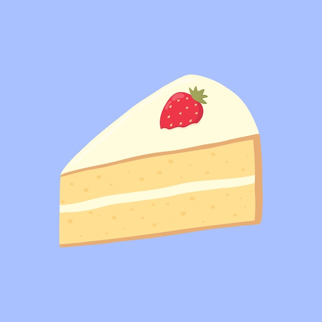 Lindo un pedazo de pastel o bizcocho con glaseado blanco y fresas