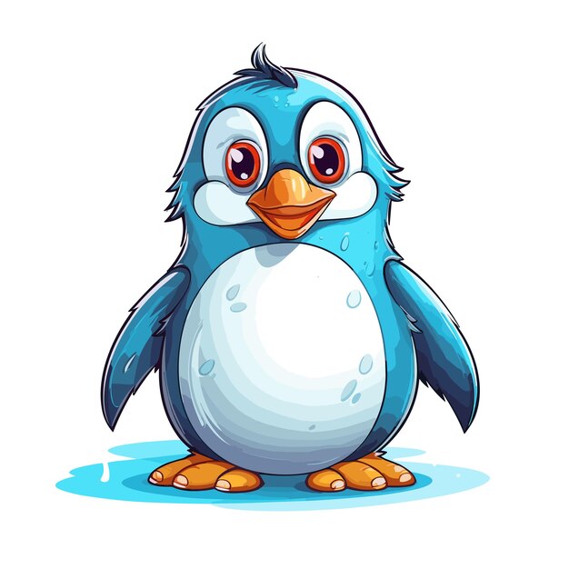 Vector lindo pequeño bebé pingüino ilustración de dibujos animados aislado en blanco personaje animal para niños