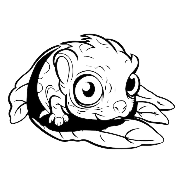 Lindo pequeño bebé rana con ojos grandes Ilustración de dibujos animados vectorial