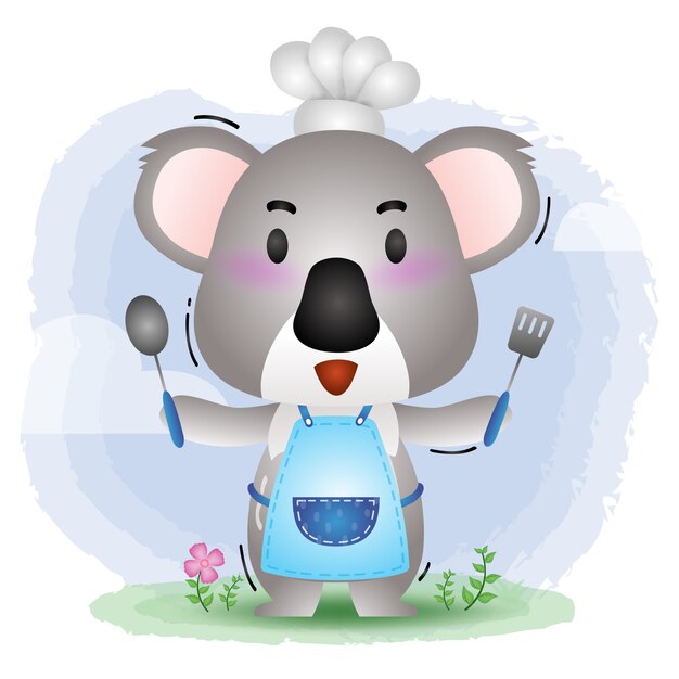 Un lindo y pequeño chef koala.