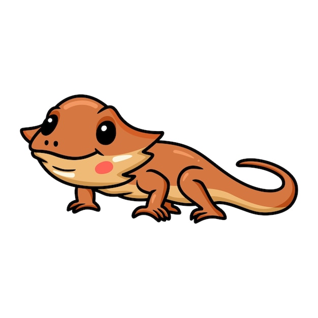 Lindo pequeño dragón barbudo de dibujos animados