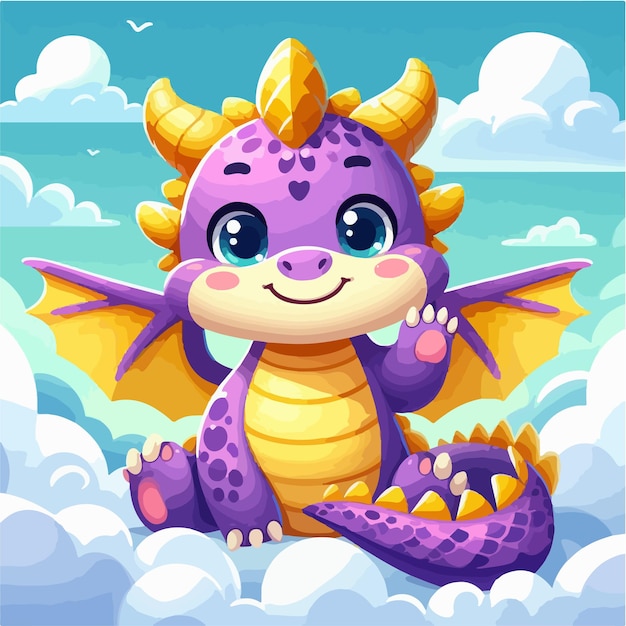 Vector lindo pequeño dragón púrpura ai generado imagen