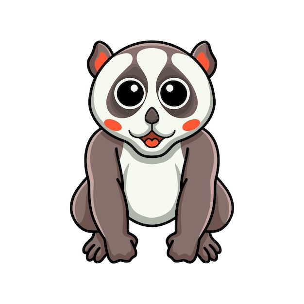 Lindo pequeño loris de dibujos animados sentado