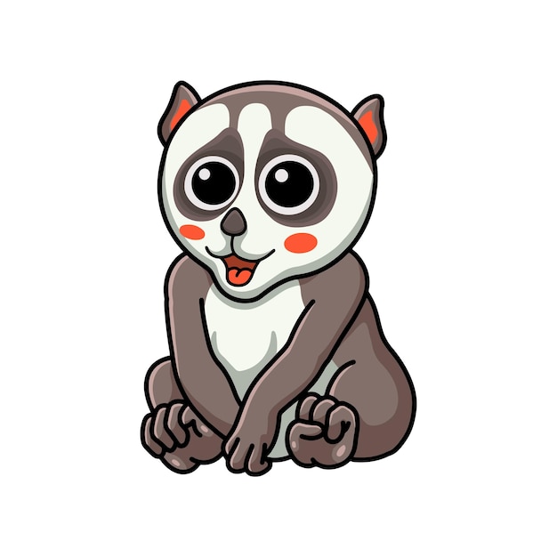 Lindo pequeño loris de dibujos animados sentado