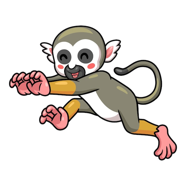 Lindo pequeño mono ardilla dibujos animados corriendo