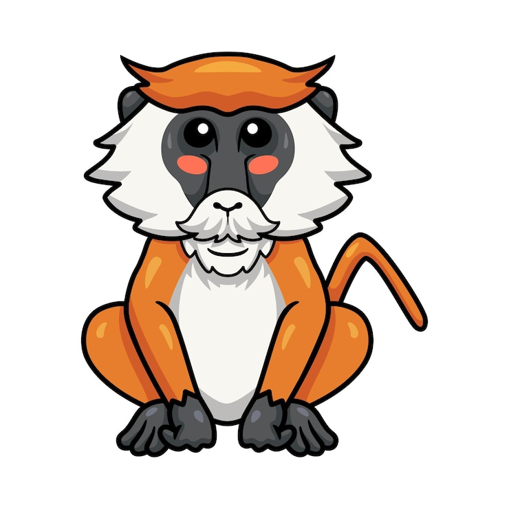 Vector lindo pequeño mono patas de dibujos animados