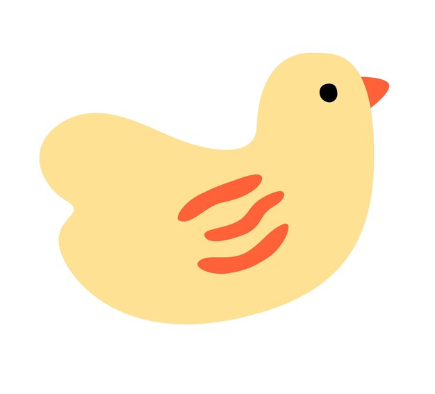 Lindo pequeño pájaro amarillo de dibujos animados ilustración vectorial plana. Bebé kawaii pollito aislado en blanco