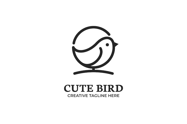 Lindo pequeño pájaro Monoline Logo