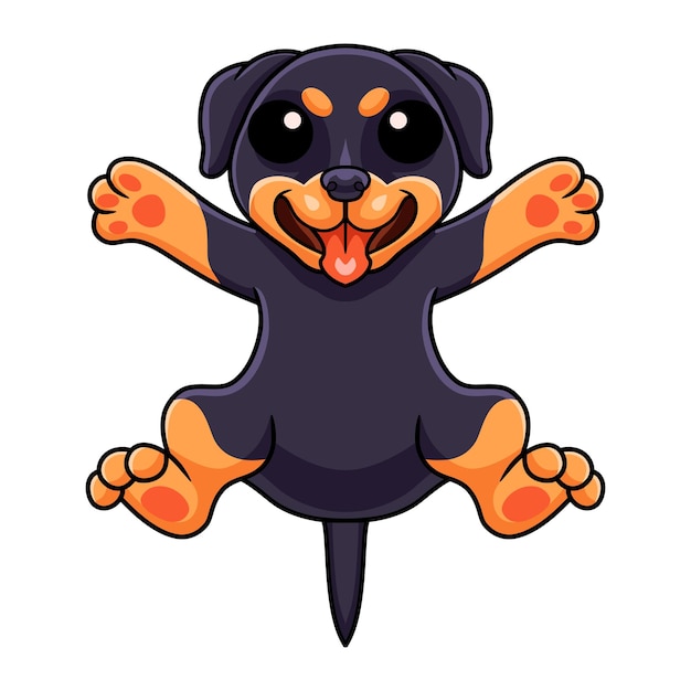 Lindo pequeño perro rottweiler de dibujos animados