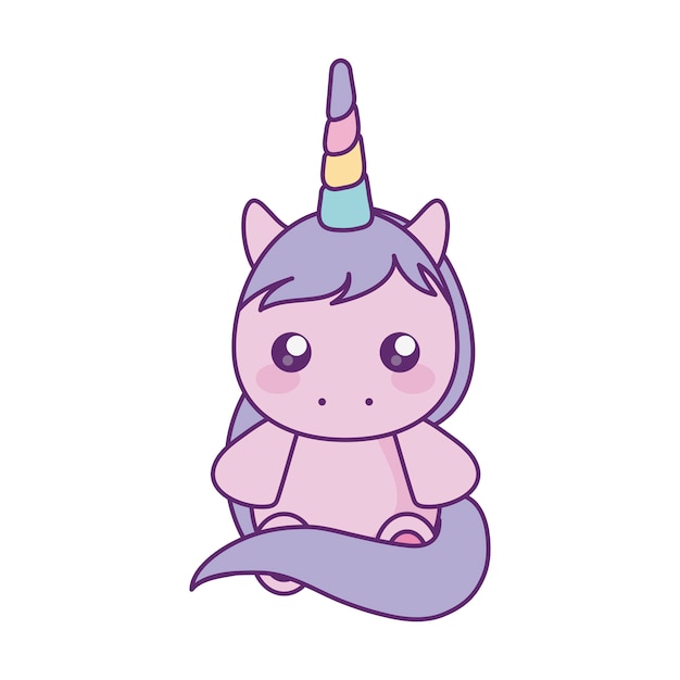 Lindo pequeño personaje de bebé unicornio