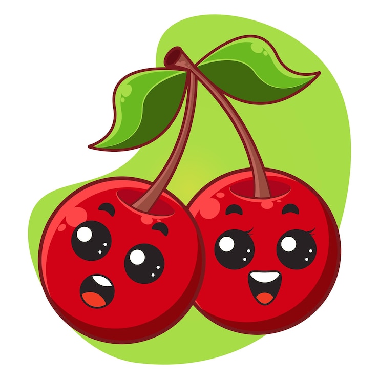 lindo pequeño personaje de dibujos animados de cereza