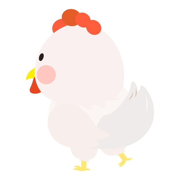 Vector lindo pequeño pollo blanco de cuerpo completo de pie vista trasera aislado sobre fondo blanco vector eps10