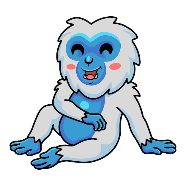 Vector lindo, pequeño, yeti, caricatura, sentado