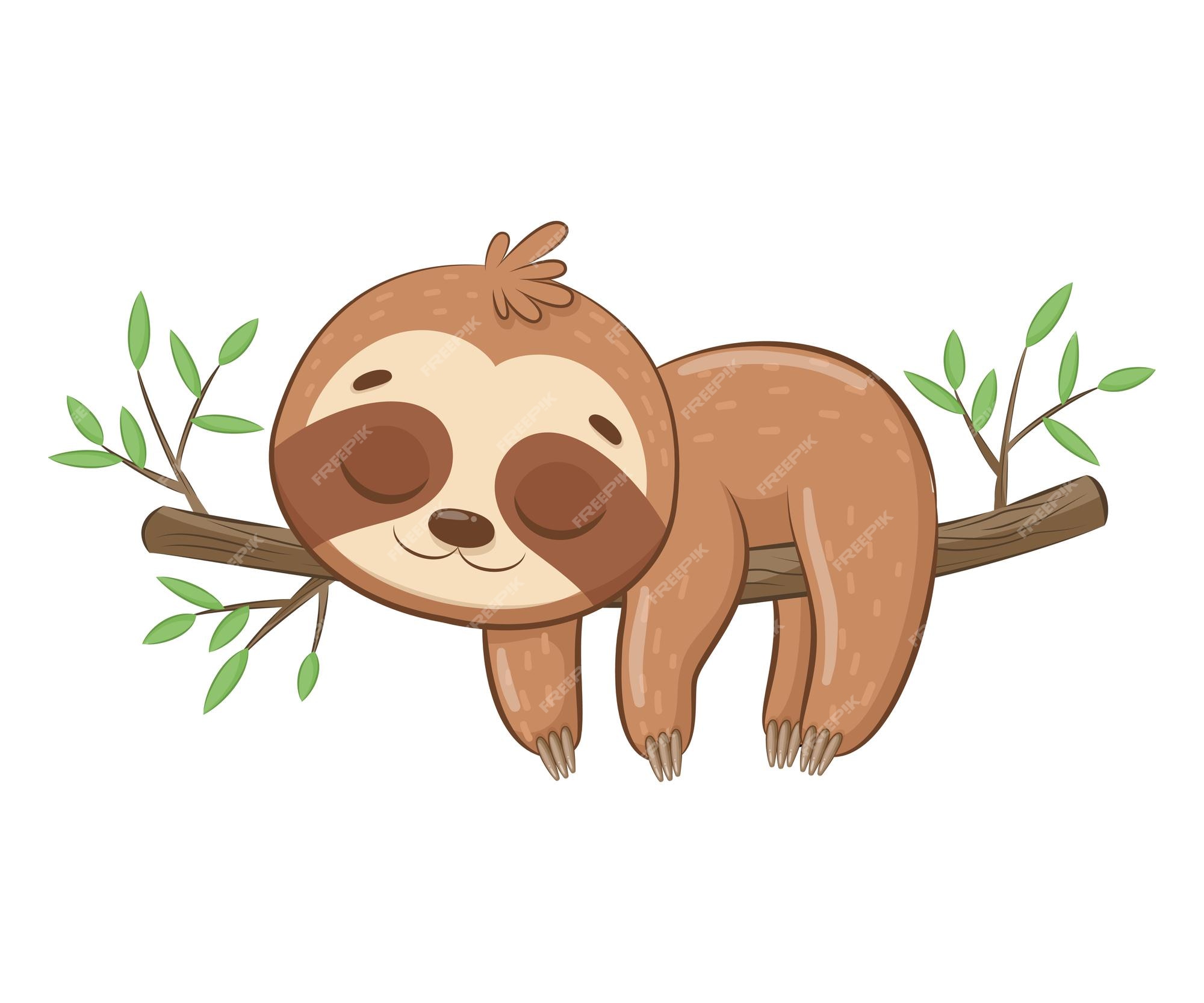 Lindo perezoso duerme ón de vector de dibujos animados. | Vector Premium Lindo perezoso duerme ón de vector de dibujos animados. | Vector Premium