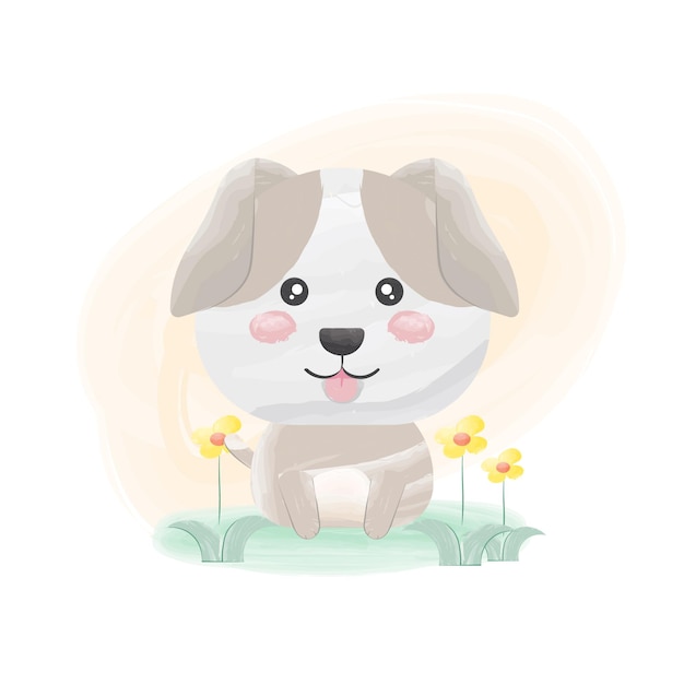 Vector lindo perrito con flores