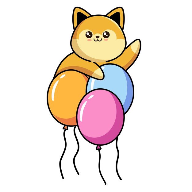 Vector lindo perrito con globo azul figura uno y pajarita